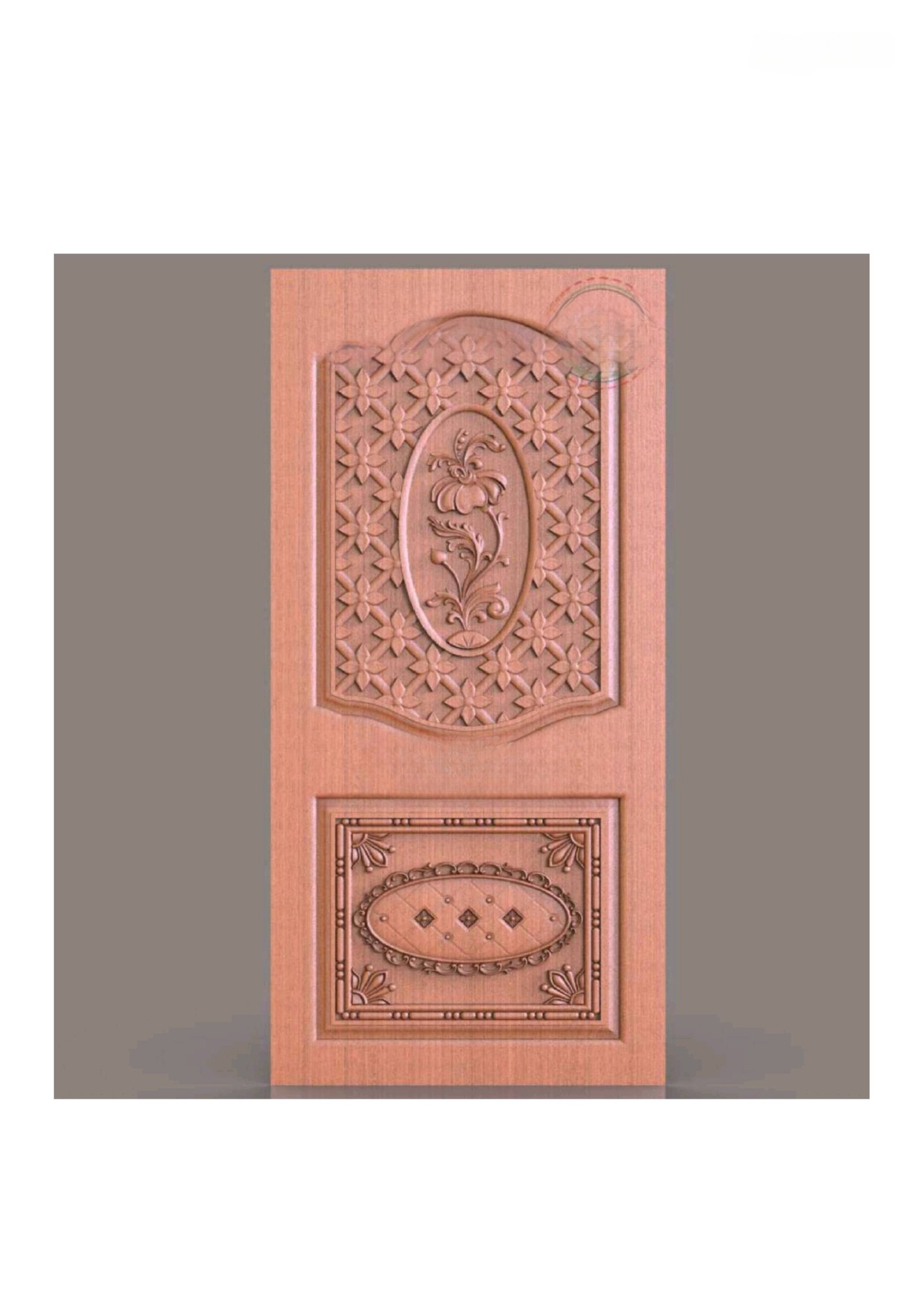 GSK HT - PAGE-19 Floral Oval Relief Carved Wood Door 3D Model